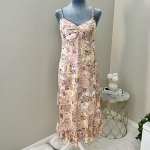 Mesh Checkered Floral Long Dress